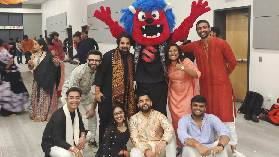 students celebrate Navratri